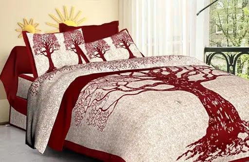100% Pure Cotton Double Bed Sheet with 2 Pillow Covers - Luxury Feel & Comfortable & Durable - Gorgeous Botanical Print for Elegant Bedroom Décor (Double Size)-image-38