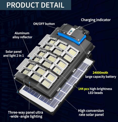 Image of Gefolly SL-9000W Solar Street Light Outdoor Solar Security Motion Lights