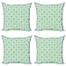 ABAKUHAUS Menta Set de 4 Fundas para Cojín, Círculos en Colores Pastel de la Vendimia, Estampado Digital en Ambos Lados y Cremallera, 40 cm x 40 cm, Menta y Verde pálido