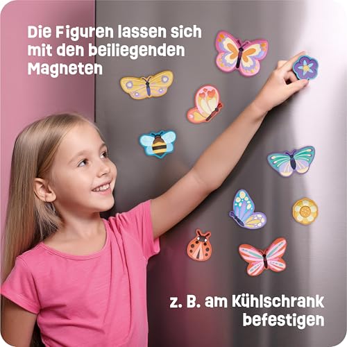 Smowo® 10 Schmetterling Gipsfiguren zum Gießen und Bemalen - Mädchen Bastelset zum Gips giessen mit 10 Figuren für Kinder - Geschenk zum Basteln