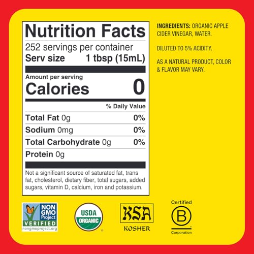 Image of Bragg Organic Apple Cider Vinegar with the Mother - 1 gal (128 fl oz) - Raw and Unfiltered (Pack of 2)