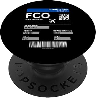 Boarding Ticket Rome FCO Air Ticket Italy Rome PopSockets Standard PopGrip