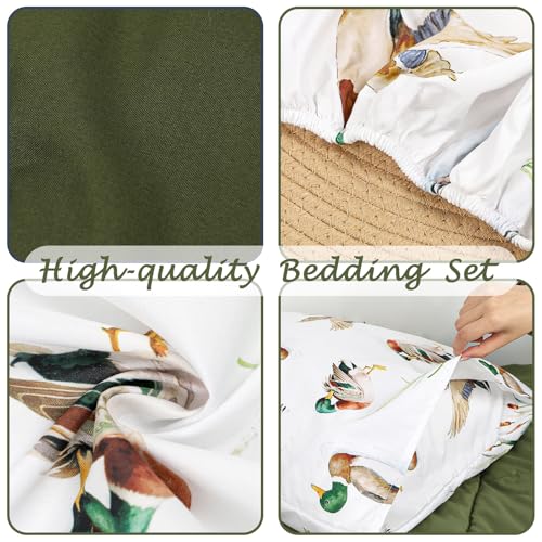 Image of Mallard Duck Toddler Bedding Set for Boys, 4 Pieces Soft Microfiber Green Toddler Comforter Set for 28 inch x 52 inch Toddler Mattress & Crib, Includes Comforter, Flat Sheet, Fitted Sheet, Pillowcase
