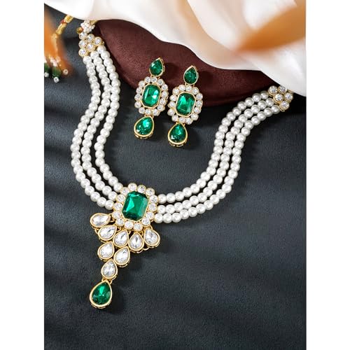 Image of Peora Crystal Faux Pearl Jewellery Gift Set for Women