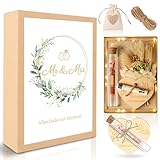TUZELIYA Hochzeitsgeschenke für Brautpaar Geldgeschenk Hochzeit Geld Geschenkbox inkl. Ewige Blumen, Reagenzglas, Jutesäckchen, Lichterkette zur Hochzeitstag, Hochzeitsgeschenk Geld
