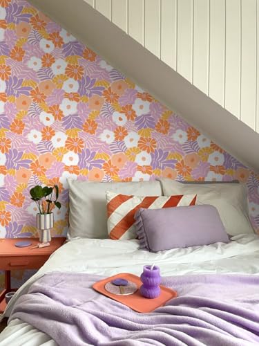 Papier peint fleurs style Matisse multicolore pour rénover un mur