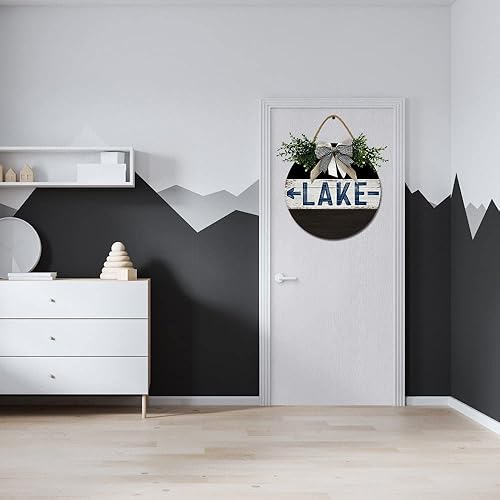 Miniatura 8 de Letrero de puerta delantera para sala de polvo coronas divertidas para colgar placa de madera decoración redonda de madera rústica para porche para