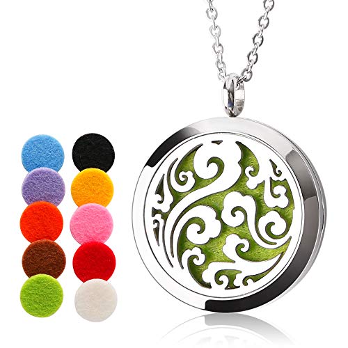 ttstar Diffuser Necklace Essential Oil Diffuser Relief Aromatherapy Necklace for Women Girls with 20 Felts Pads (2PCS)