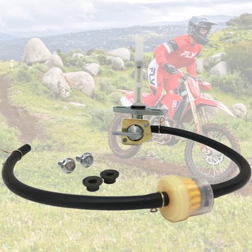 Image of Motorcycle Fuel Petcock Valve Compatible With Honda CRF50F 70F 80F 100F 150F 230F XR50R XR70R XR80R XR100R with Gas Oil Fuel Filter Tubing Fixed spring 16950-GCF-671 16950-GEL-701