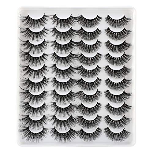 Wiwoseo Faux Mink Lashes False Eyelashes Dramatic 20MM Long Wispy Cat Eyes Look Lashes 20 Pairs Mixed 2 Styles Fake Eye Lashes Wholesale Pack