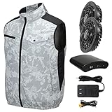 【Advanced Cooling Technology】Equipped with dual 30V high-power fans and a 7D air duct system, this cooling vest efficiently circulates air across your back and chest. Designed to reduce body temperature and prevent heat stress, making it ideal for ho...