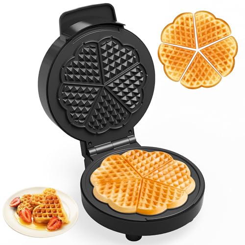 Sunvivi Heart Waffle Maker: 5 Heart Shaped Waffle Iron with Adjustable Temperature Control, Nonstick Waffle Machine with Indicator Light, Easy to Clean,The best gifts Her, Kids and Families