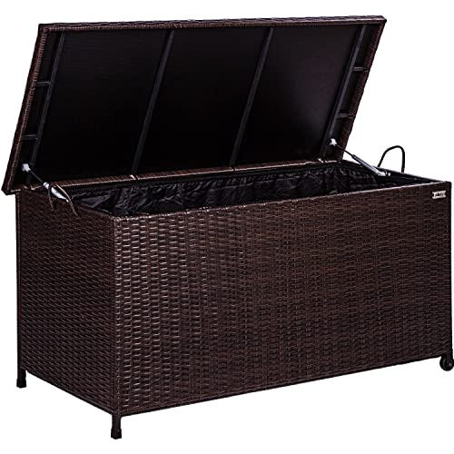 STILISTA® Polyrattan Auflagenbox 122 x 62 x 56 cm Deckel mit Hubautomatik,...