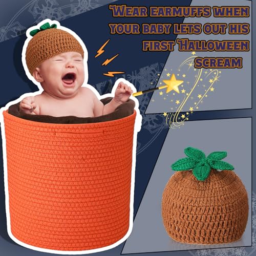 Flower Pot Outfit Mandrake Halloween Clothing Include Knitted Hat and Flower Pot for First Photo Prop Party Gift4