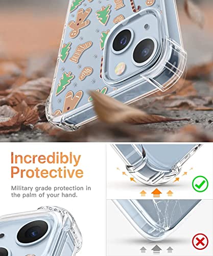 Caroki Christmas Clear Phone Case For Iphone 14, Gingerbread Man Pattern Case Cover Soft Tpu Protective Slim Shockproof Cover Boys Girls Phone Case For Iphone 14 6.1 Inch #TOP1