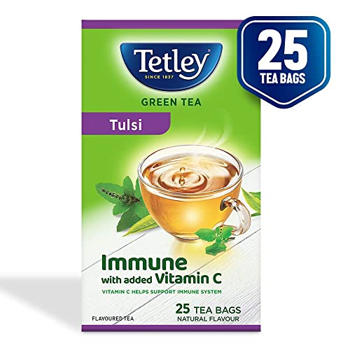 Image of Tetley | Green Tea with Tulsi | Immune with Added Vitamin C | 25 Tea Bags