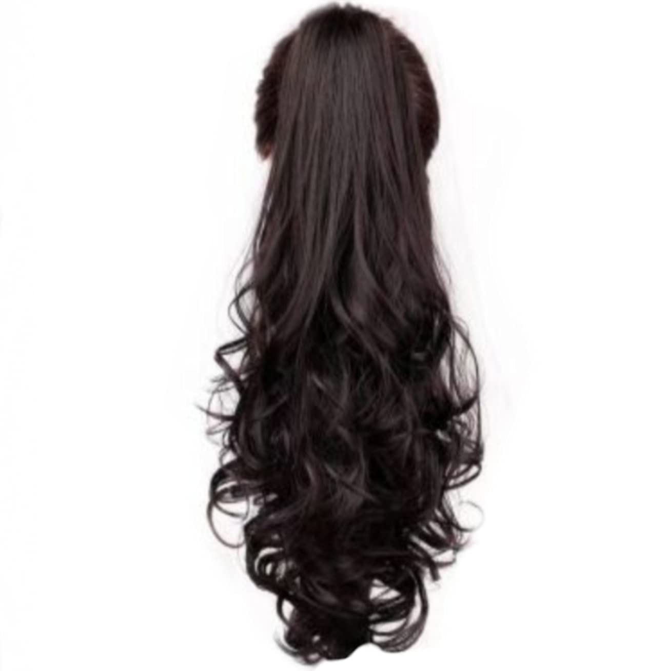 ALX Synthetic Wavy/curly Ribbon tie up Wrap around Ponytail Long Hair Extension , Pack of 1 juda choti wig, Punjabi Parandi /Braid Hair Accessories For Women/Girls Brown