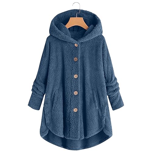 Fuzzy Fleece Jacket for Women Lightweight Cozy Button Hooded Shirts Womens Winter Coats Causal Plus Size Bed Jackets2