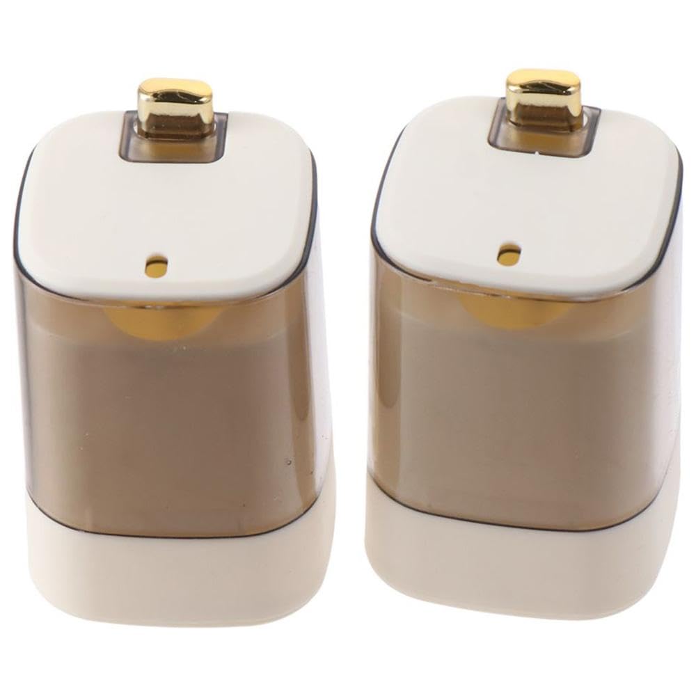 hobbyme 2pcs Press Toothpick Box Creative Automatic Home Living Room Toothpick Can,Toothpick Holder Dispenser,Plastic Secure Toothpick Storage Box,3.7*2.3*2.3 Inch,White