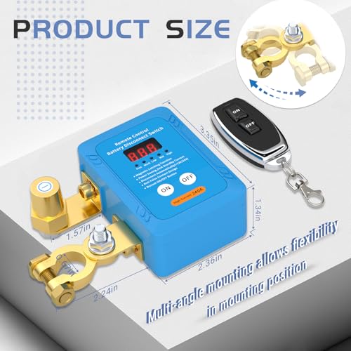 Image of APIELE Remote Battery Disconnect Switch 12V 240A Kill Switch for Car, Anti-Theft Prevent Battery Drain, Smart Battery Cut Off Switch for Auto, RV, Truck, Boat (Led Voltage Display)