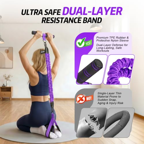 Image of Pedal Resistance Band with Handle, 90LBS Adjustable Exercise Band | Full-Body Resistance Exercise,Adjustable 30 /60 /90LB,Portable Equipment,Multiple Colors
