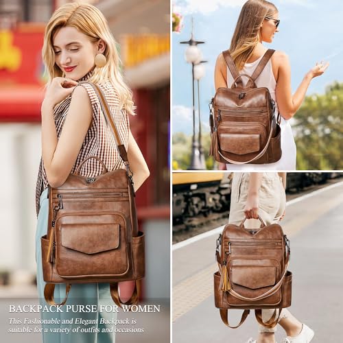 Image of Shrrie Leather Womens Backpack Purse Convertible Crossbody Shoulder Strap