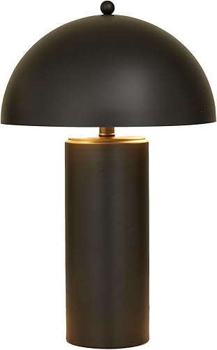 Deco 79 Lámpara de mesa de metal con pantalla de cúpula, lámpara de 14 x 14 x 22 pulgadas, color negro