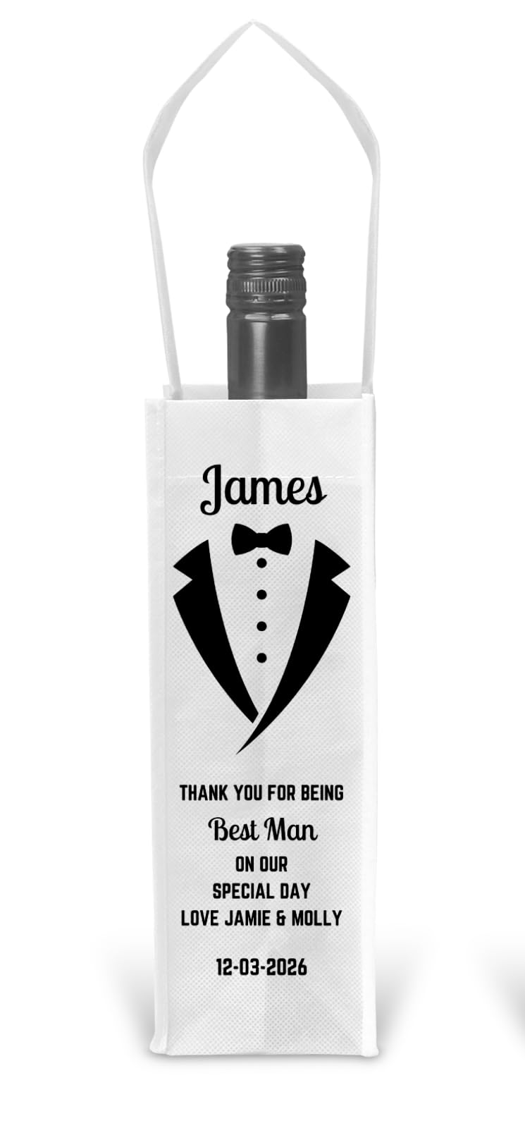 Best Man Gift - Personalised Best Man Wedding Design Gift Bag For Bottle of Wine Spirit, Groomsman, Usher
