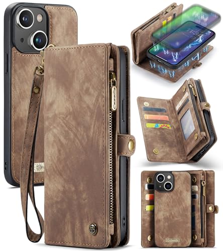 Coque antichoc iPhone 15 avec bumper TPU et étui portefeuille magnétique
