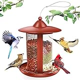 Bird Feeders for Outside Hanging Cardinal Bird Feeder-Metal Wild Bird Feeder Outdoor Finch Bird Feeder Gift Idea for Bird Lover Balcony Patio Garden Porch Yard Decoration, Red