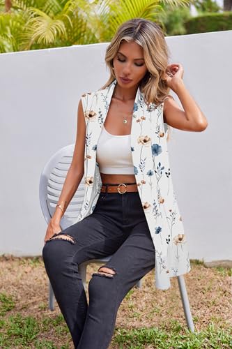 Image of Beyove Womens Long Vests Sleeveless Draped Lightweight Open Front Cardigan Layering Vest with Side Pockets