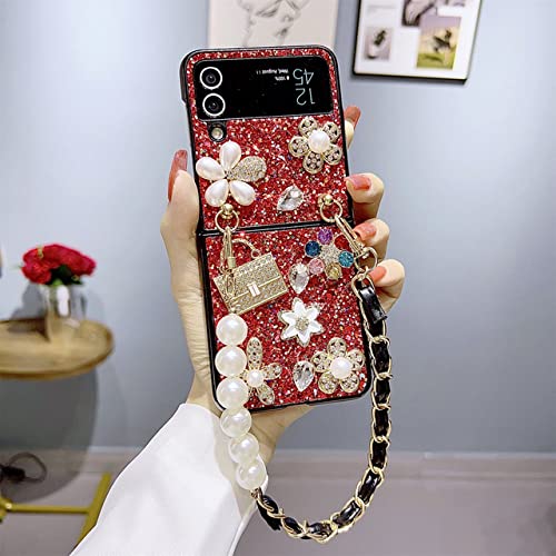 Coque luxe cristal diamant pour Samsung Galaxy Z Flip 3 fleur perle