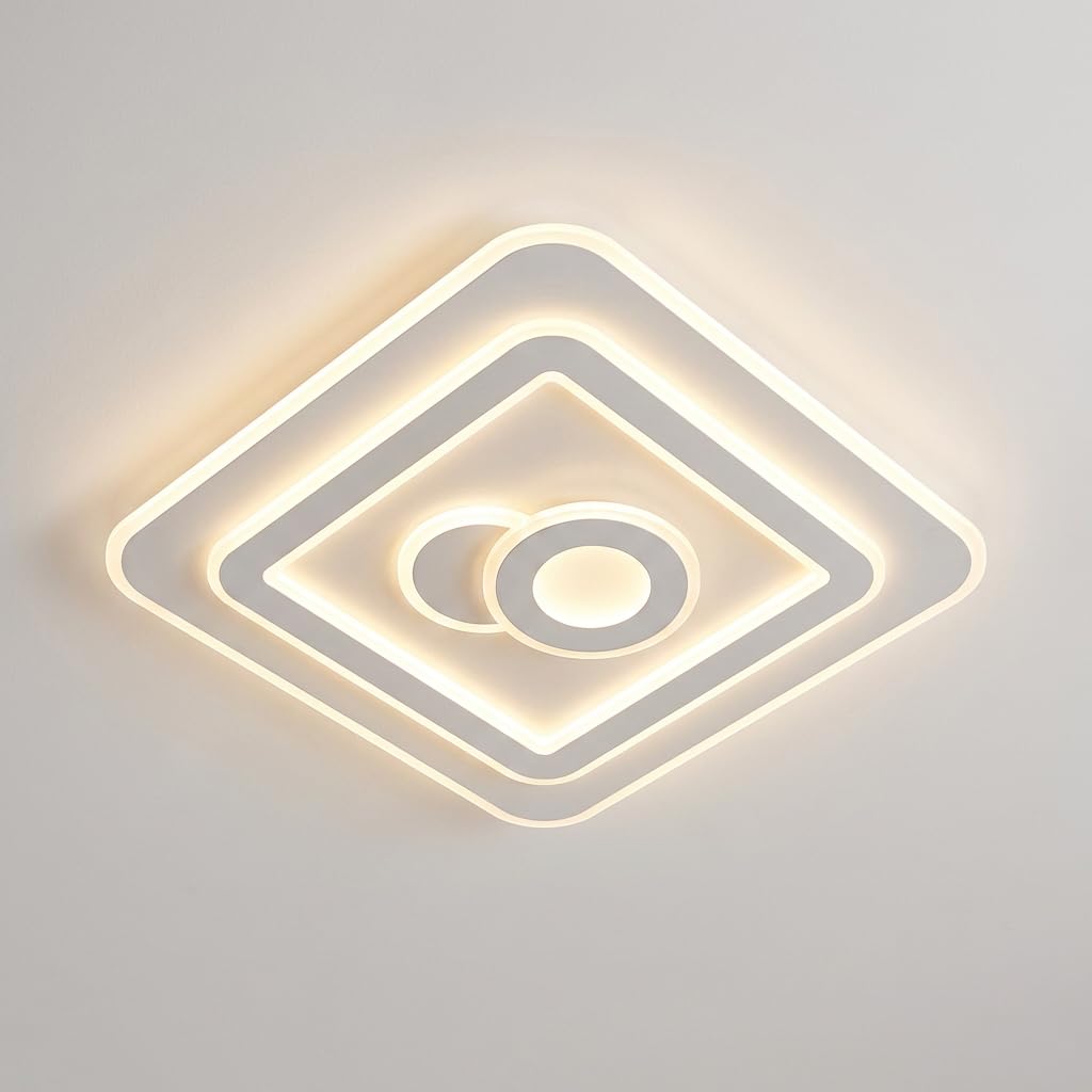 Modern LED Ceiling Light | 3-Color Colour (Warm + Natural + Cold White) | Iron & Acrylic | Chandelier for Living Room Bedroom Hall-image-34