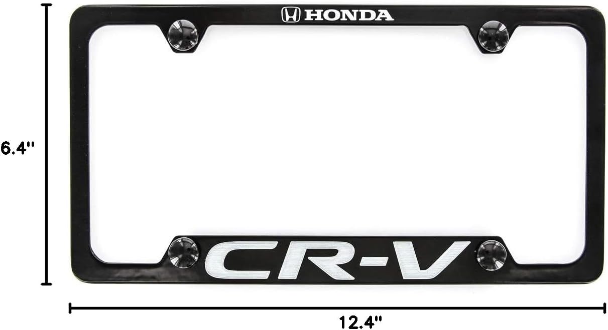 Honda CR-V Black Coated Zinc License Plate Frame Holder Wide Bottom engrave 4 Hole