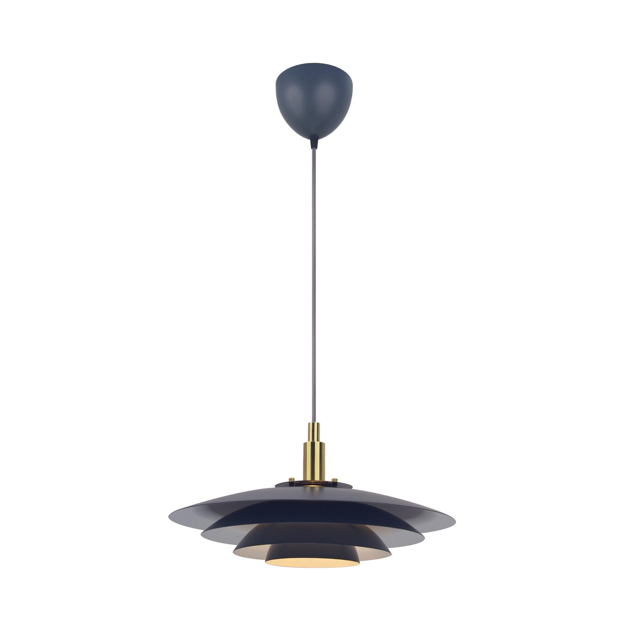 B&Q -  Bretagne Metal Pendant Light Layered Shades Grey,mains
