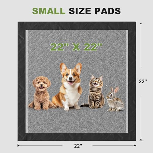 Image of Charcoal Puppy Pads Rugular 22x22 Inches Small Dog Pee Pads Odor-Control & Leak-Proof Disposable Pet Training Edge-Wrapping Thicken Potty Pad for Dogs, Cats, Rabbits (50 Pieces)