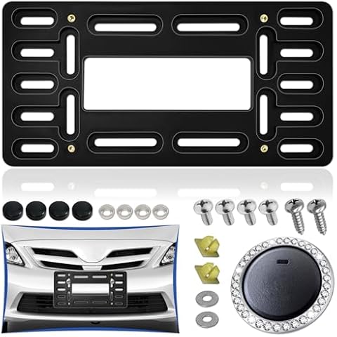 ZXFOOG Front License Plate Bracket for Toyota 2000-2023, Front Bumper License Plate Mounting Kit, 2 Drill Holes Car Tag Holder with Screw Bolt Caps Cover