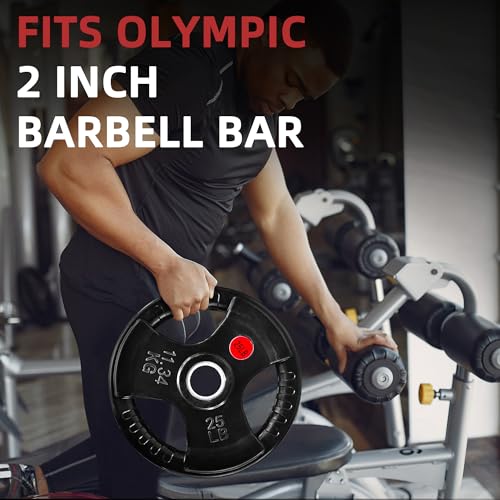 2-Inch Olympic ​Rubber Coated Cast Iron Plate Weight Plate for Strength Training and Weightlifting, Multiple Sizes4