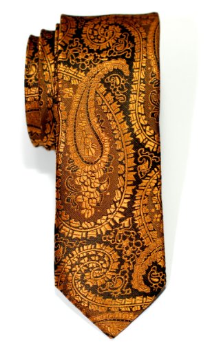 Retreez Premium smalle geweven stropdas paisley kunst patroon 5 cm - in verschillende kleuren