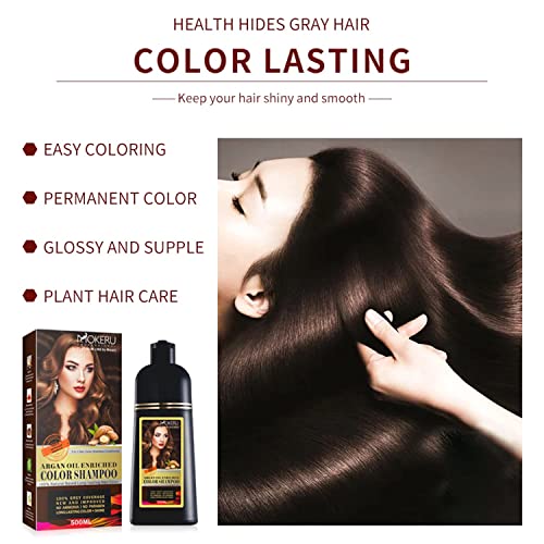 Mokeru Professional Argan Oil Hair Dye Color Shampoo 500 Ml I New & Improved Formula Ammonia Free Paraben Free I Instant Fast Acting Long Lasting Signature Platinum Line By Maani (Wine Red) #TOP3