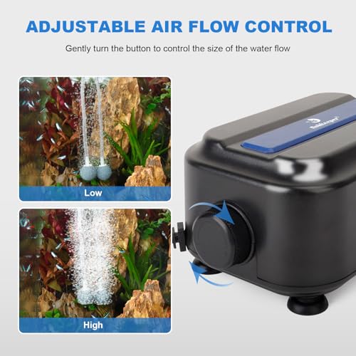 fishkeeper Aquarium Air Pump, 8W Dual Outlet Adjustable Fish Tank Aerator, 130GPH Quiet Oxygen Bubbler with Air Stone/Tubing/Check Valve/Connector for Fish Tank up to 140 Gallon - Thumbnail 2