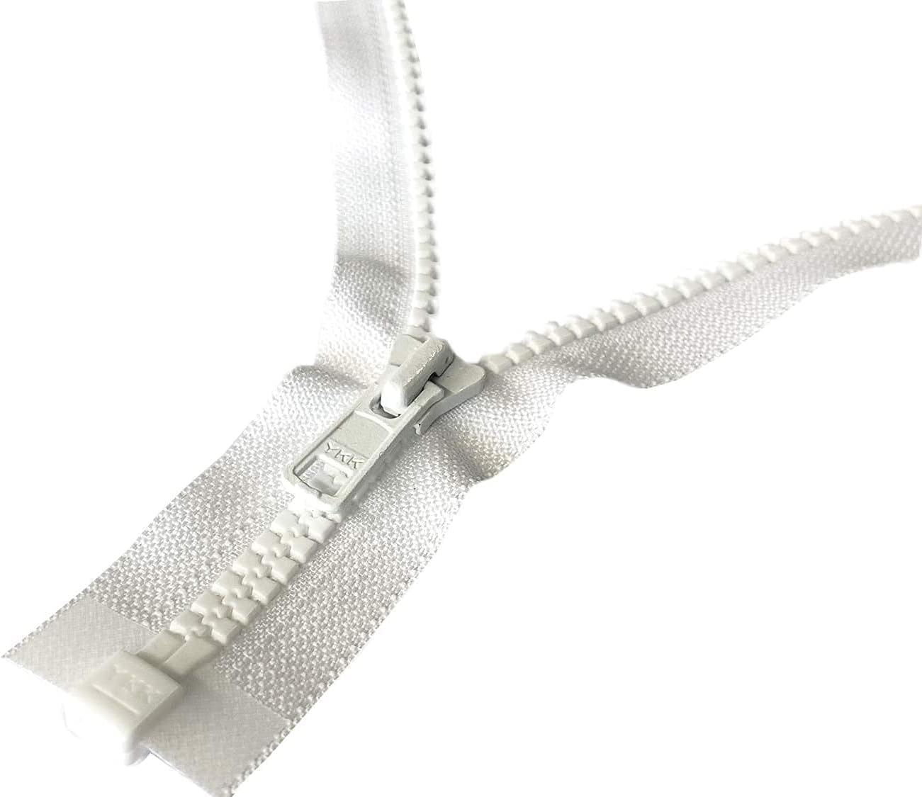 YKK #8 Heavy Duty Vislon Molded White Separating Jacket Zipper - Choose Your Length - Color: White - Made in The United States (1 Zipper Per Pack) (22" Inches)