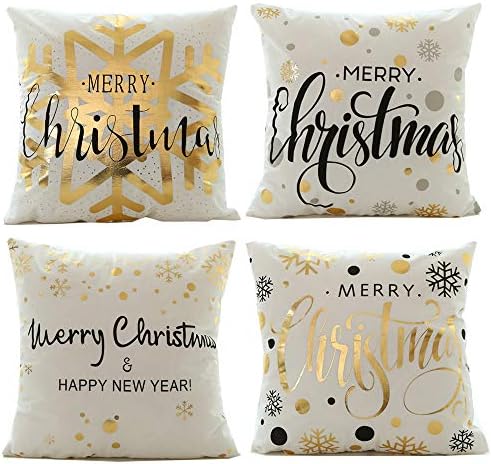 HOSTECCO Halloween Pillow Covers Set of 4 Pumpkin Skull Pillow Cases Owl Crow Linen Cushion Covers 18x18 inches