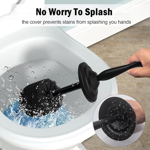 Image of Matte BlackToilet Bowl Brush with Holder, Durable Bathroom Cleaning Tool, Modern Design for Easy Toilet Maintenance, Bathroom Cleaner Brush for Efficient Cleaning and Hygiene