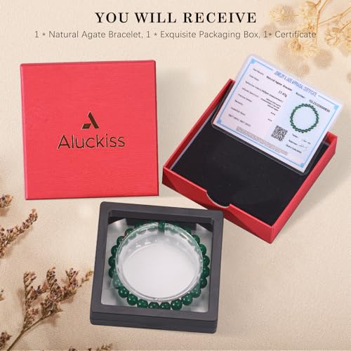Pulsera de cuentas de ágata redonda para mujer y hombre miniatura 6