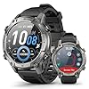 GPS Smart Watch with Maps, 21Day Battery, 5ATM Waterproof, Bluetooth Call,1.43" AMOLED, 178 Sports Modes, Compass, LED Flashlight/ Heart Rate/Stress/SpO2/Sleep Monitor, for Android iOS Men Women Black