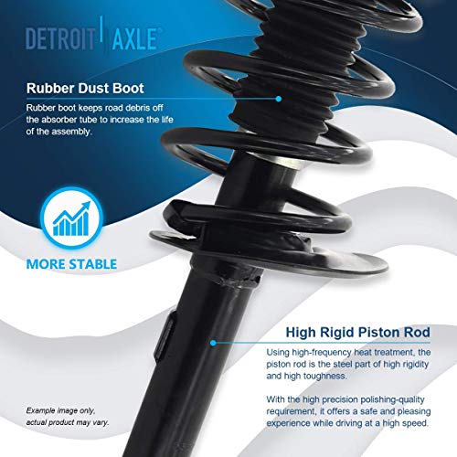 Image of Detroit Axle - Front Struts for 2006 2007 Ford Focus Complete 2 Struts with Coil Spring Replacement Ready Strut Shocks Assembly