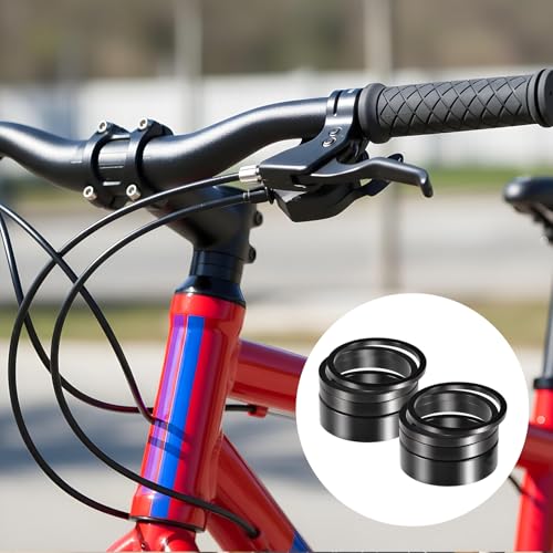 Bremorou 8 PCS Bicycle Headset Spacer Set 4 Sizes Aluminium Alloy Bike Stem Headset Spacers Fork Washer Fit for 1 1/8-Inch Stem 2/3/5/10 mm (Black) - Thumbnail 6