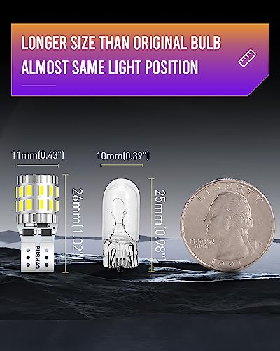 Luyed 2 X 530 Lumens Extremely Bright 9-30V 3014 30-Ex Chipsets Canbus W5W 194 168 2825 Led Bulbs,Xenon White(Newest Heat Dissipation Design) #TOP4