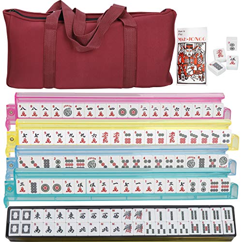 Zeny American Mahjong Set, 166 Premium White Tiles With Soft Bag, 4 All-In-One Racks With Pushers, Mah Jongg Complete Set #TOP5